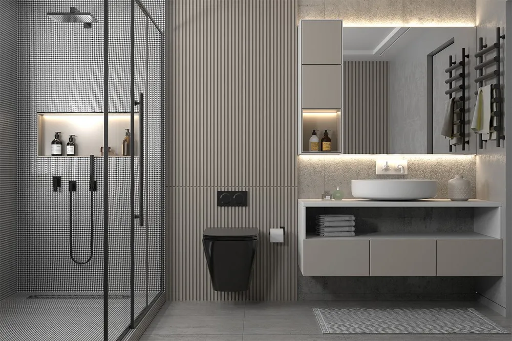 Комплект подвесной унитаз ABBER Rechteck AC1201MB черный матовый с инсталляцией AC0105 и кнопкой AC0121MB черный матовый AC1201MB-AC0105-AC0121MB — фото 2, Комплекты унитаз + инсталляция