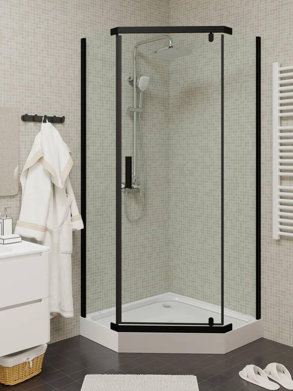 Товар: Уголок ZPE911BE душевой PARLY с поддоном (90х90х190) - фото 1 Уголок ZPE911BE душевой PARLY с поддоном (90х90х190) — фото 1, Душевые уголки