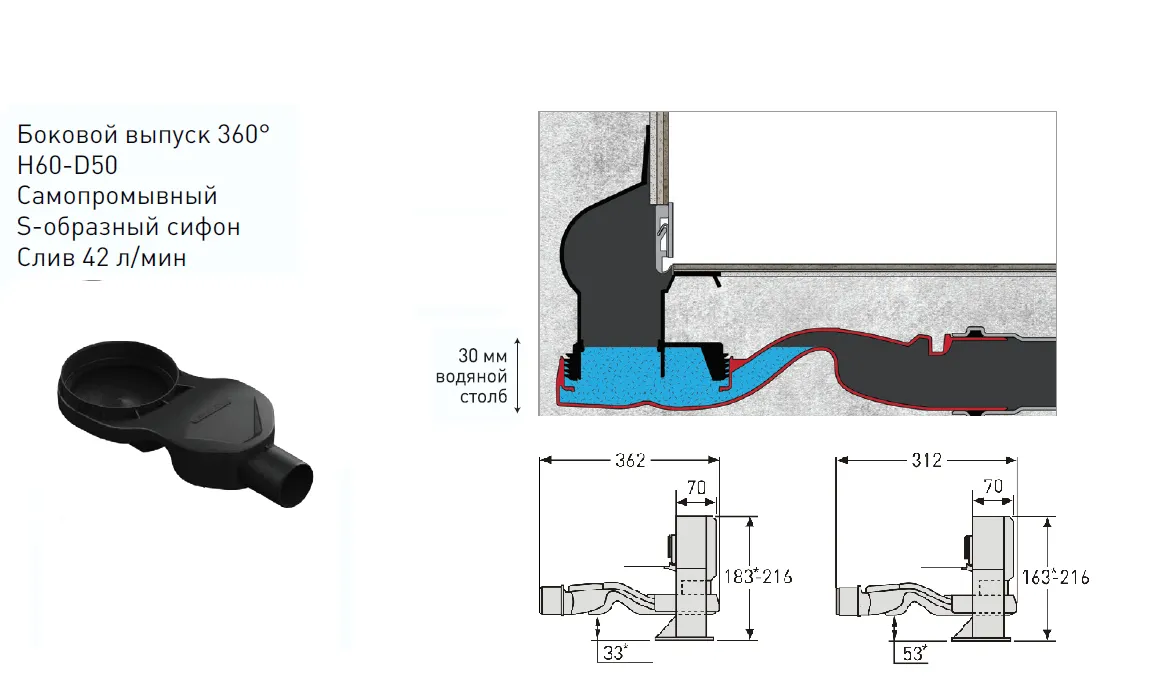 Товар: Желоб BERGES водосток WALL 600 пристенный, золото глянец, S-сифон D50 H60 боковой 092156 - фото 15 Желоб BERGES водосток WALL 600 пристенный, золото глянец, S-сифон D50 H60 боковой 092156 — фото 15, Душевые лотки