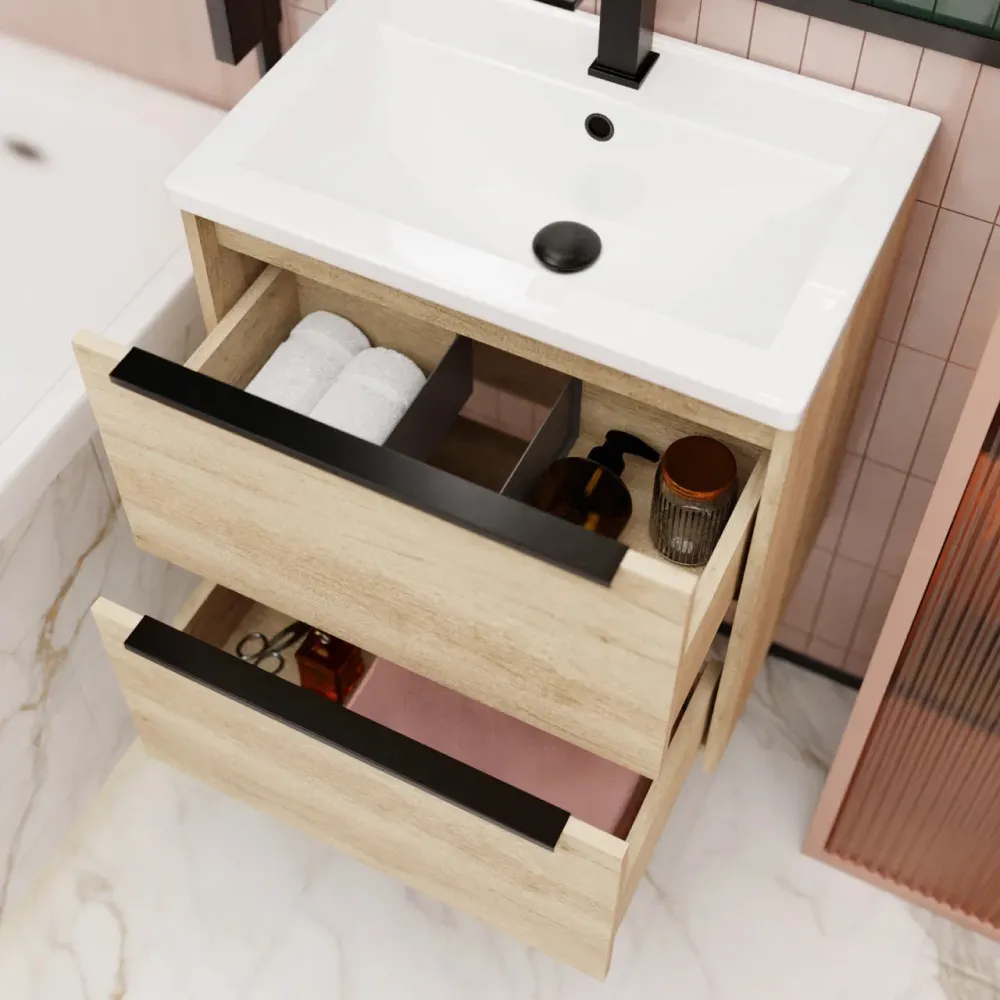 Товар: Тумба под раковину подвесная La Fenice Tesoro FNC-01-TES-DNN-60-2, натуральный - фото 4 Тумба под раковину подвесная La Fenice Tesoro FNC-01-TES-DNN-60-2, натуральный — фото 4, Тумбы под раковину