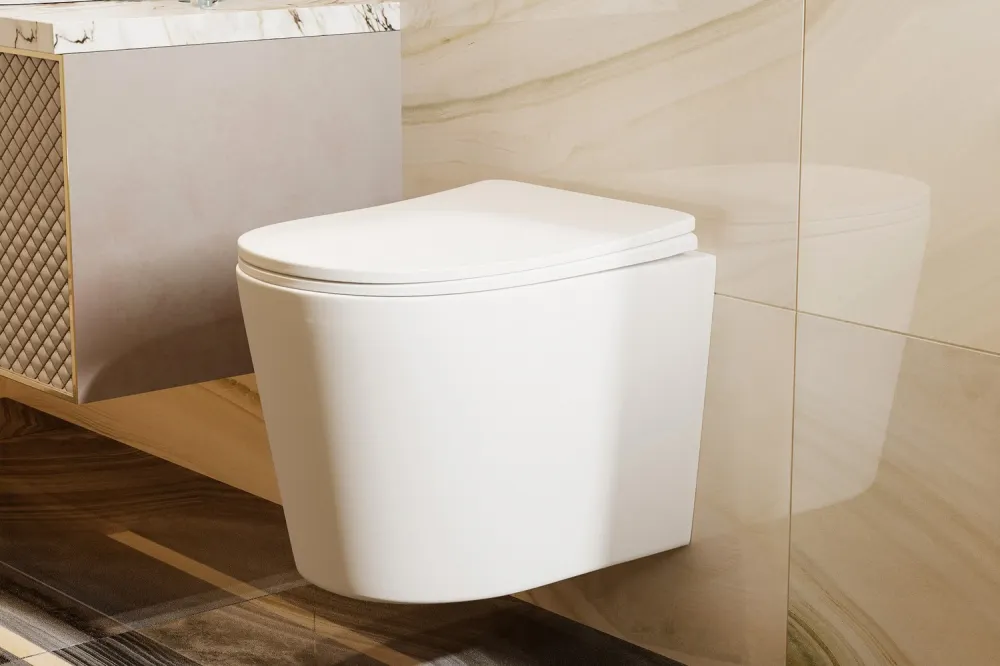 Унитаз ABBER Bequem AC1102TMW подвесной белый матовый, безободковый, смыв торнадо — фото 16, Подвесные унитазы