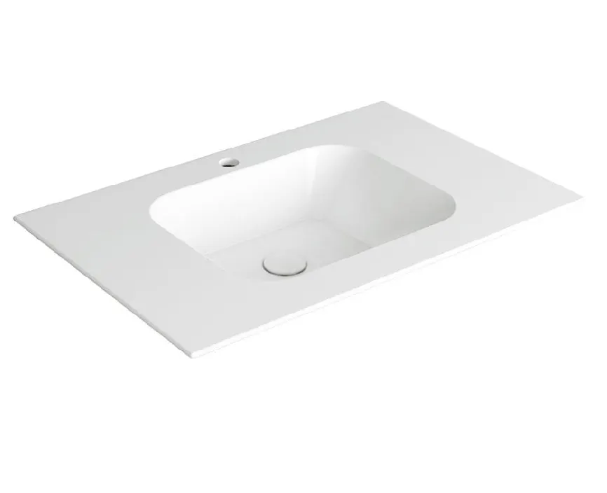 Раковина SIMAS WAVE подвесная на столешницу или на тумбу с одним отверстием цвет белый WA80 — фото 1, Раковины подвесные