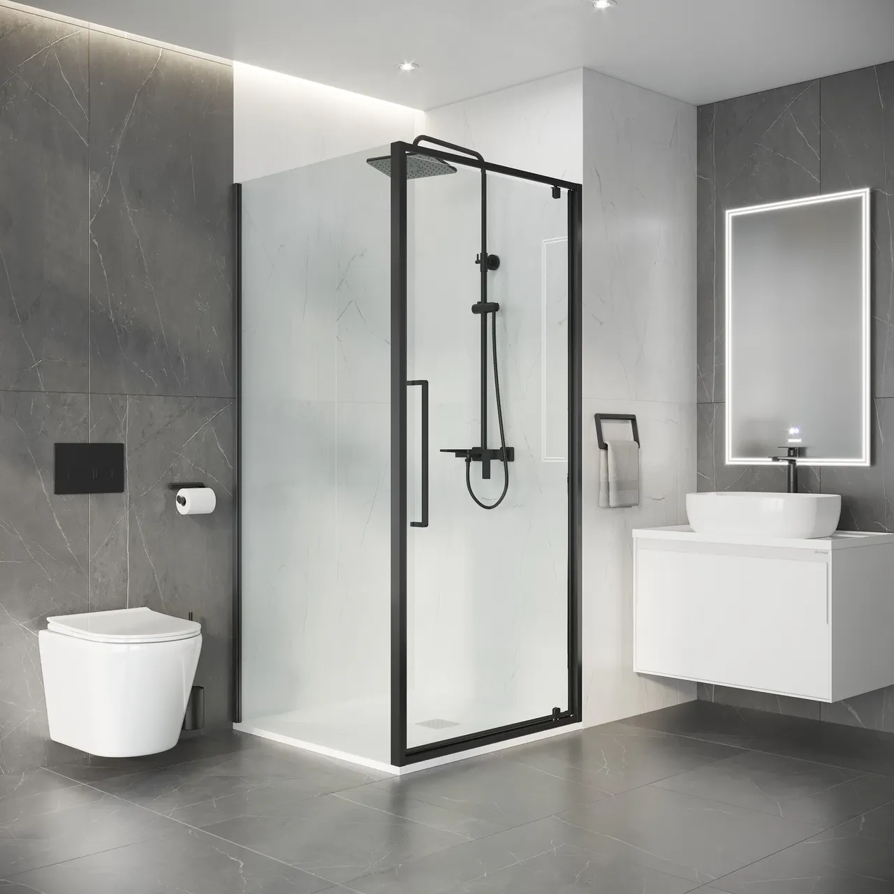 Товар: Душевое ограждение Niagara Nova NG-35-9AGR-A100GR-34 (90х100х195) прямоугольник,распашная,графит,стекло прозрачное,2 места - фото 5 Душевое ограждение Niagara Nova NG-35-9AGR-A100GR-34 (90х100х195) прямоугольник,распашная,графит,стекло прозрачное,2 места — фото 5, Душевые уголки