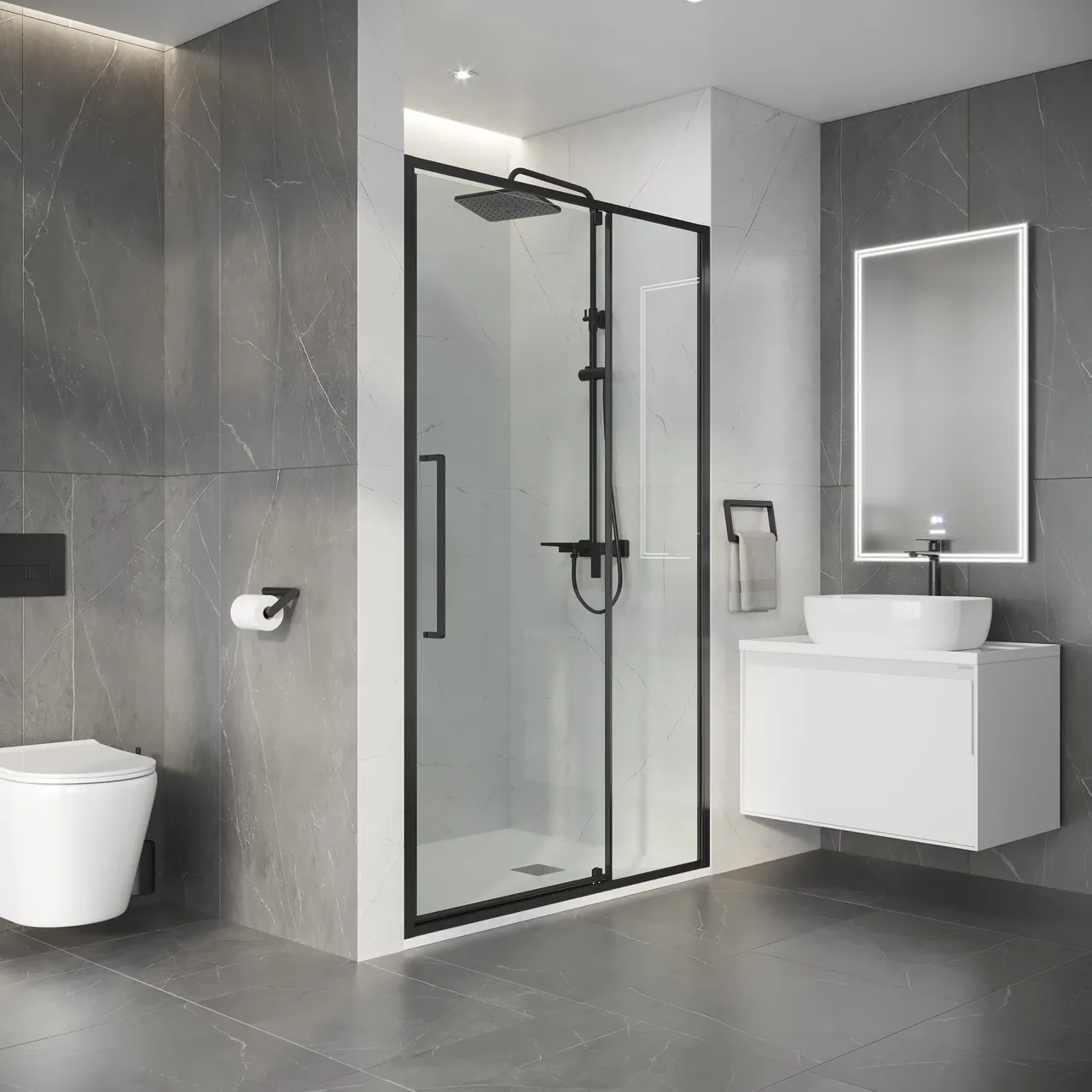 Товар: Дверь в нишу Niagara Nova NG-35-11AGR (110х195) распашная,графит,стекло прозрачное,1 место - фото 5 Дверь в нишу Niagara Nova NG-35-11AGR (110х195) распашная,графит,стекло прозрачное,1 место — фото 5, Душевые двери в нишу