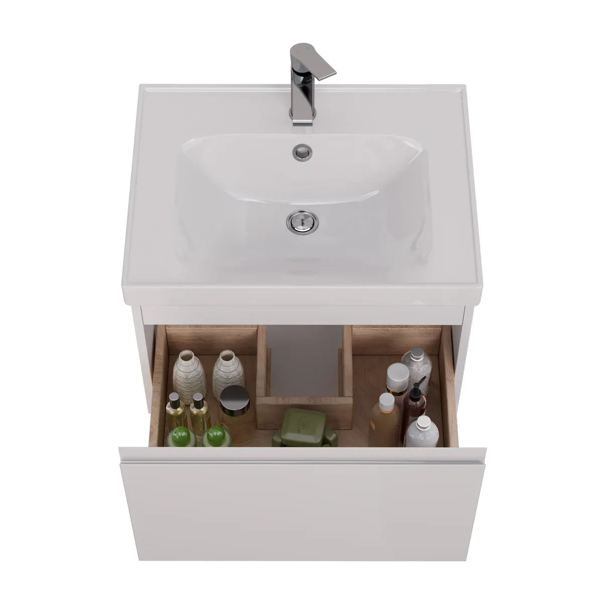 Товар: Тумба Lemark VEON MINI 60 см под 1 раковину, подвесная,1 ящик, цвет корпуса, фасада: Белый глянец LM02VM60T - фото 2 Тумба Lemark VEON MINI 60 см под 1 раковину, подвесная,1 ящик, цвет корпуса, фасада: Белый глянец LM02VM60T — фото 2, Тумбы под раковину