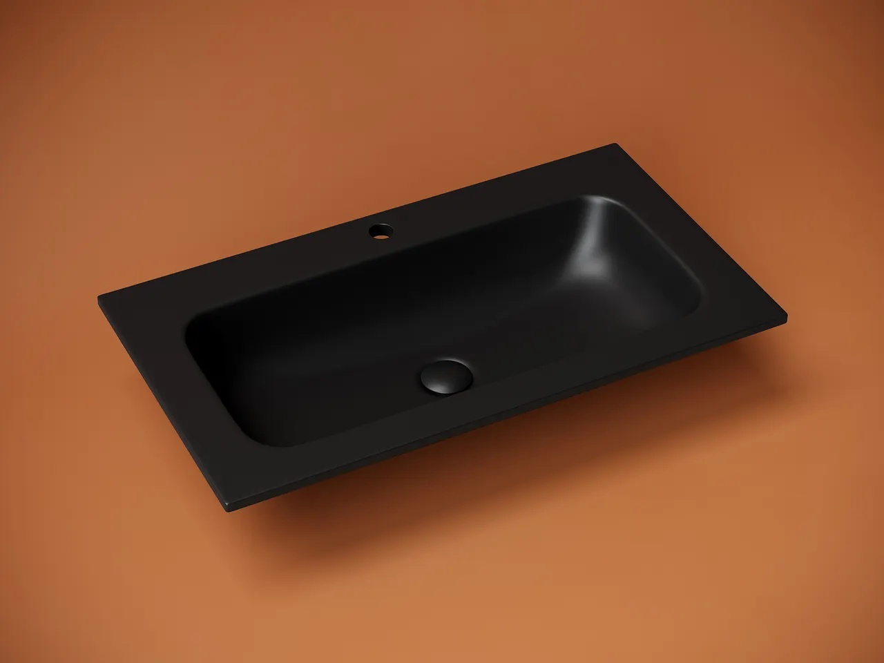 Раковина накладная мебельная Grace прямоугольная c отверстием под смеситель, 810x457x137мм, цвет черный матовый, арт. CN7012MB — фото 2, Раковины накладные