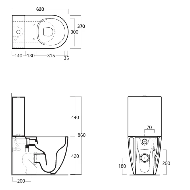 Бачок SIMAS VIGNONI на чашу унитаза моноблок с механизмом цвет белый VI09 — фото 3, Комплектующие для туалета