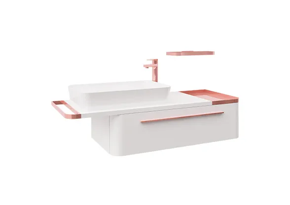 ANGEL Нижний модуль РОЗОВОЕ ЗОЛОТО AL0120.01.BBR + Раковина UL060 AL0120.01.BBR ЗОЛОТО + UL060 — фото 1, Тумбы с раковиной