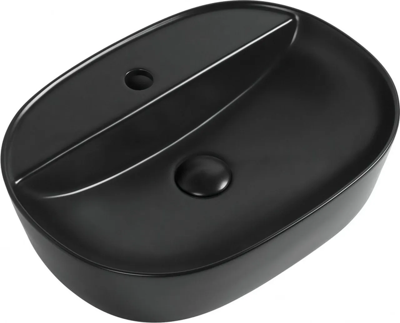 Раковина накладная Aquanet Lake-2-MB 50 черный матовый — фото 1, Раковины накладные