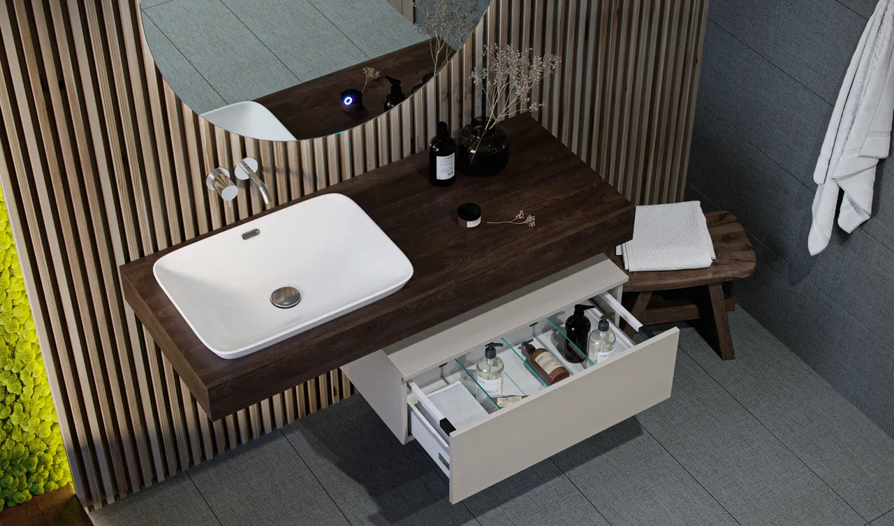 Столешница VELVEX Unit 120, дуб карпентер st.UNI.120-628 — фото 4, Столешницы под раковину