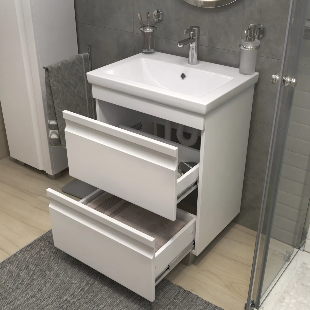 Товар: Тумба под раковину VIGO Holly 60 напольная белый (039) - фото 4 Тумба под раковину VIGO Holly 60 напольная белый (039) — фото 4, Тумбы под раковину