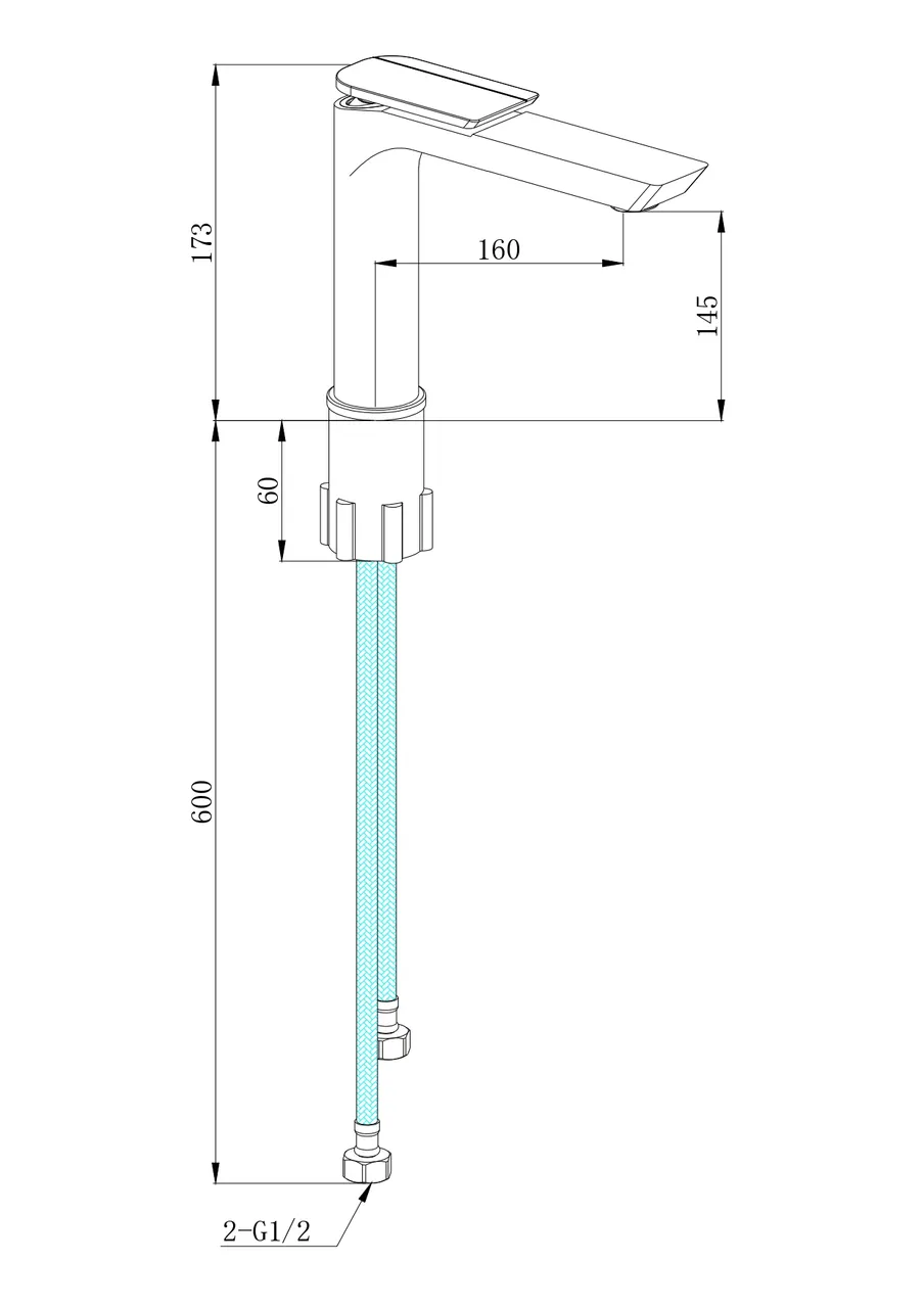 Смеситель COMO BG для раковины, черный, ручка цвет золото, BOCH MANN BM10784 — фото 4, Смесители для раковины