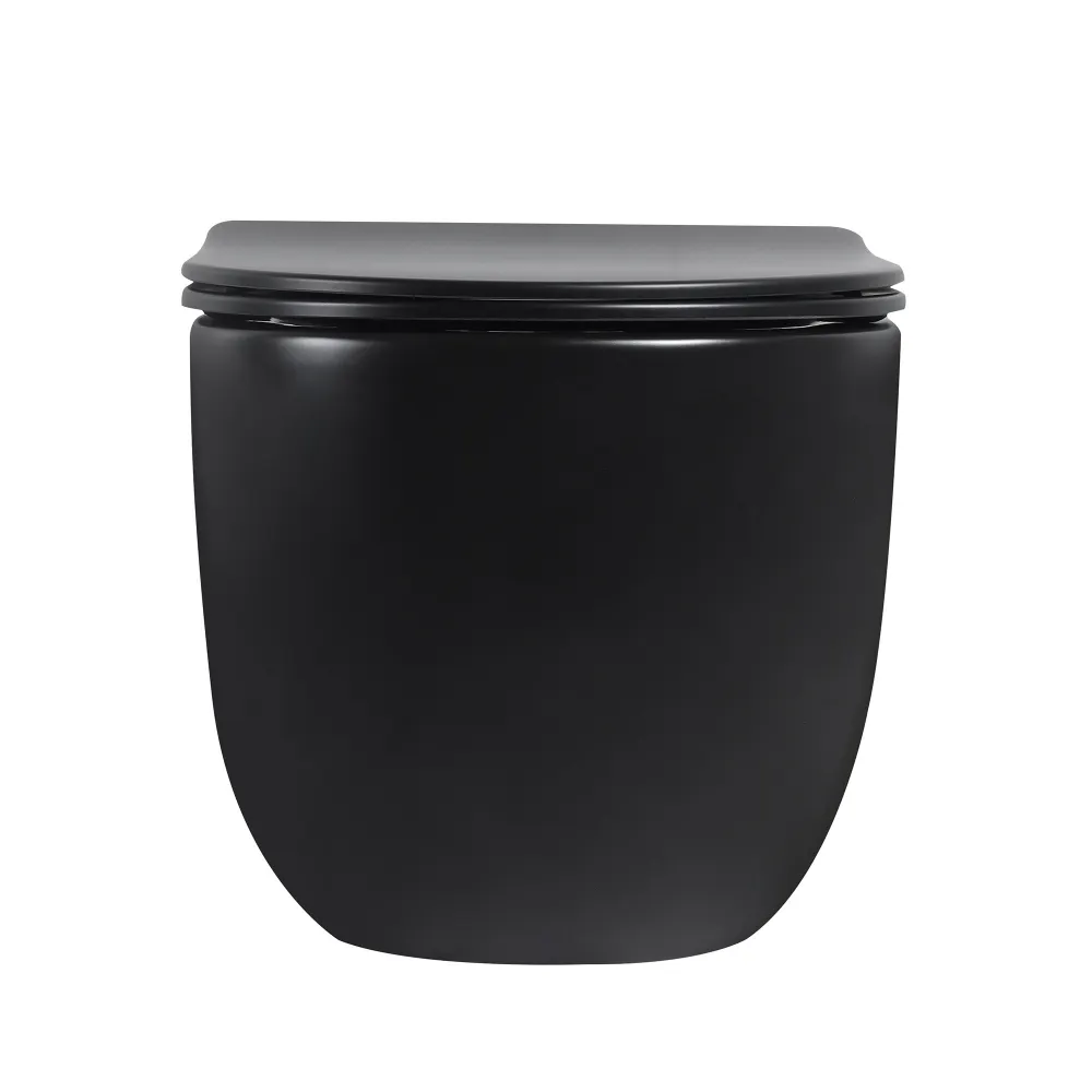 Унитаз ABBER Bequem AC1104TMB подвесной черный матовый, безободковый, смыв торнадо — фото 7, Подвесные унитазы