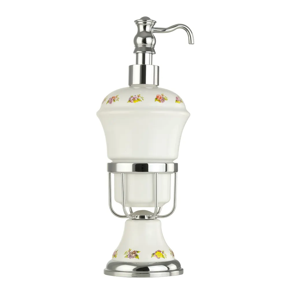 PROVANCE Дозатор жидкого мыла настольный, керамика с декором/хром 17654 — фото 1, Дозаторы