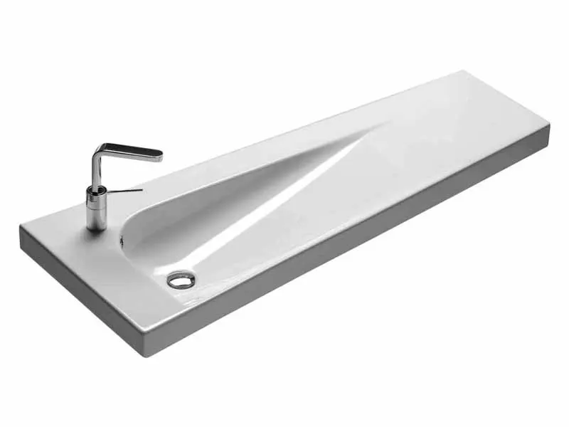 Раковина HATRIA GRANDANGOLO Y0XT01 подвесная или на тумбу с одним отверстием с переливом цвет белый — фото 1, Раковины