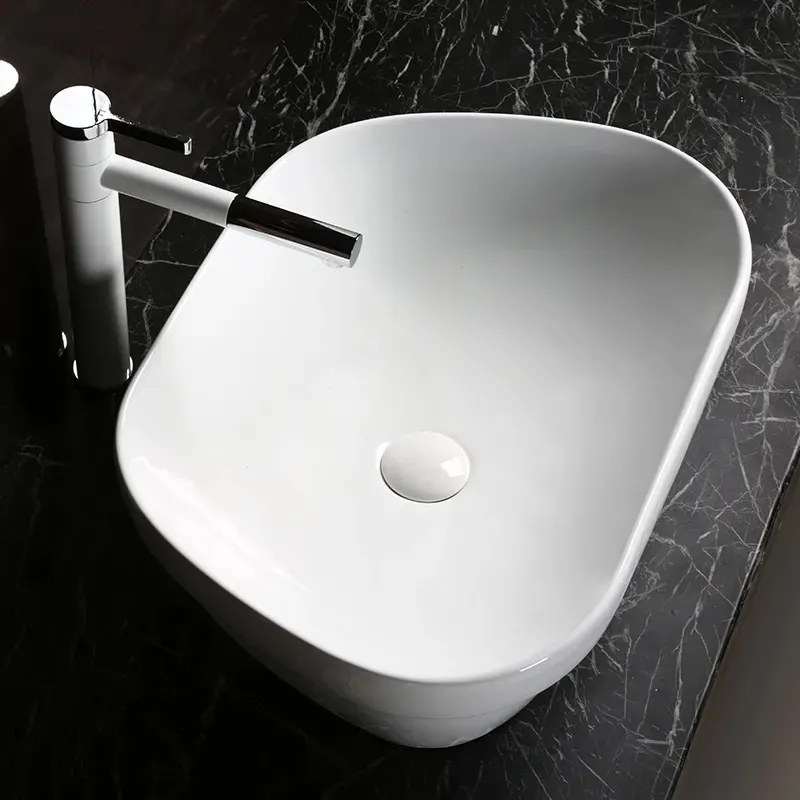 Раковина CR0023 накладная, белая, трапеция 570х390х150 Ceruttispa — фото 2, Раковины накладные