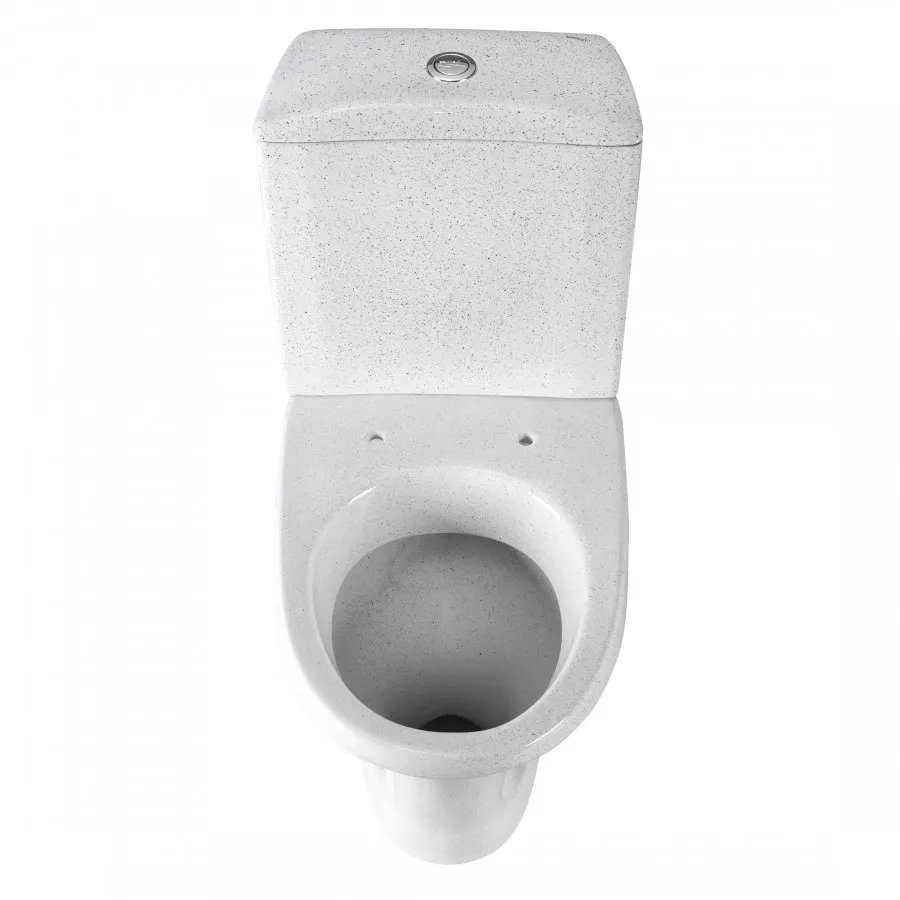 Унитаз-компакт "Вест" наклонный выпуск, с кнопочной арматурой и сиденьем, крап на белом. SANTERI 1P2018S0100BF — фото 3, Напольные унитазы