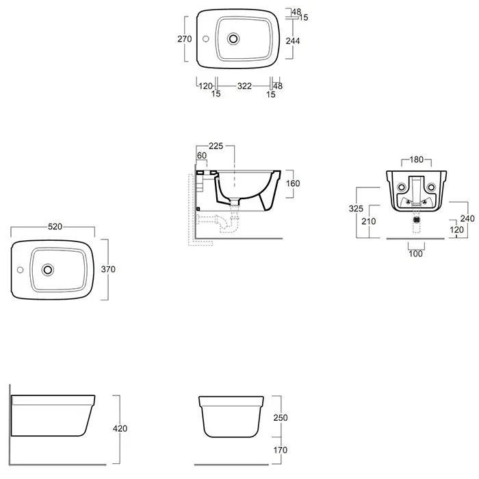 Биде SIMAS EVOLUTION подвесное с одним отверстием цвет белый EVO19/F85 — фото 2, Биде подвесные