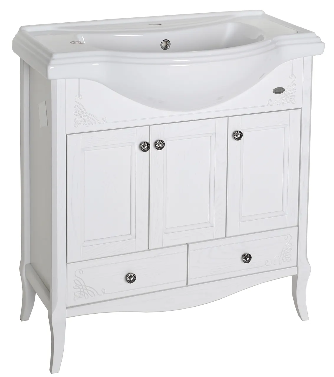 Товар: Комплект мебели для ванной Салерно 80 (Белый Патина Серебро) 969601 - фото 10 Комплект мебели для ванной Салерно 80 (Белый Патина Серебро) 969601 — фото 10, Готовые комплекты для ванной комнаты