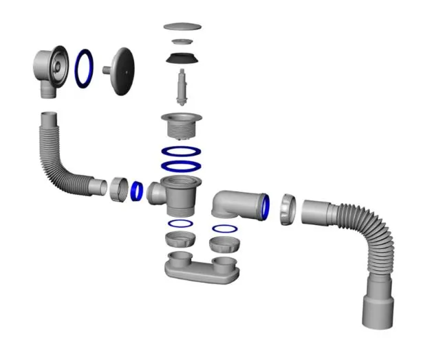 Сифон для ванны с переливом (хром) 23101H — фото 1, Сифоны