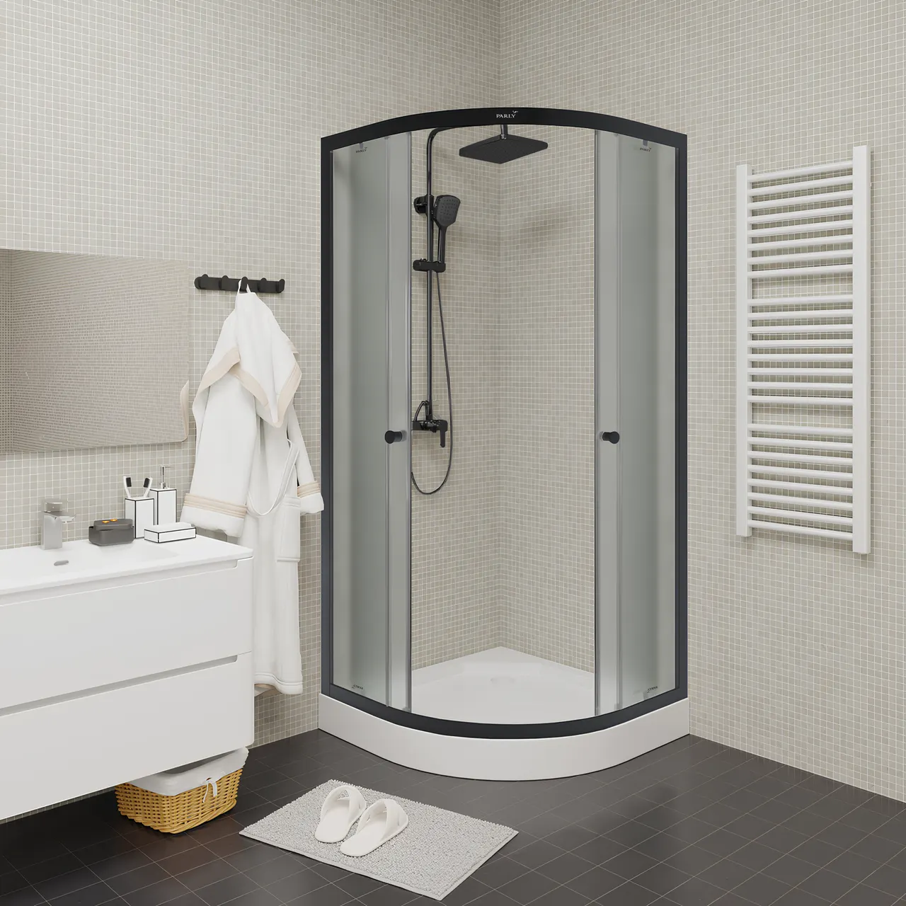 Товар: Уголок ZF81B душевой PARLY с поддоном (80х80х193) - фото 2 Уголок ZF81B душевой PARLY с поддоном (80х80х193) — фото 2, Душевые уголки