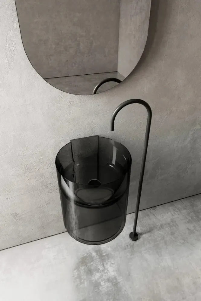 Товар: Раковина подвесная прозрачная ABBER Kristall AT2704Onyx черная - фото 2 Раковина подвесная прозрачная ABBER Kristall AT2704Onyx черная — фото 2, Раковины подвесные