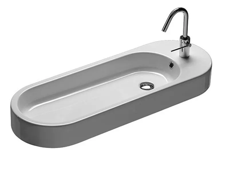 Раковина HATRIA AREA Y0W101 накладная с одним отверстием с переливом цвет белый — фото 1, Раковины