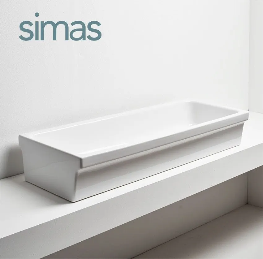 Раковина SIMAS SPECIALI накладная эмалированная с 4 сторон без отверстий цвет белый S77 — фото 2, Раковины накладные