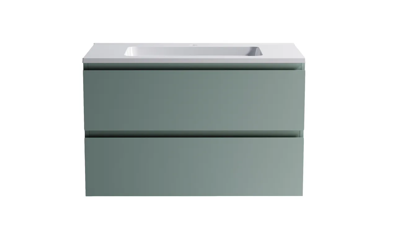 Товар: Нижний шкаф Альфа 90 с 2 ящиками зеленый (NCS S 3005-B80G матовый) + Раковина "Альфа 90" 3060007ncss3005-b80g+04010008 - фото 1 Нижний шкаф Альфа 90 с 2 ящиками зеленый (NCS S 3005-B80G матовый) + Раковина "Альфа 90" 3060007ncss3005-b80g+04010008 — фото 1, Тумбы с раковиной