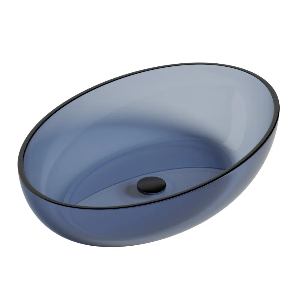 Раковина накладная прозрачная ABBER Kristall AT2801Saphir синяя — фото 4, Раковины накладные