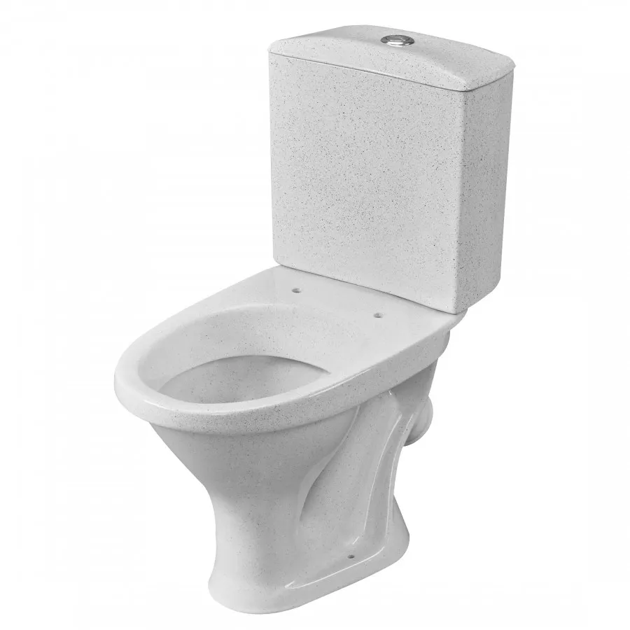 Унитаз-компакт "Вест" наклонный выпуск, с кнопочной арматурой и сиденьем, крап на белом. SANTERI 1P2018S0100BF — фото 5, Напольные унитазы