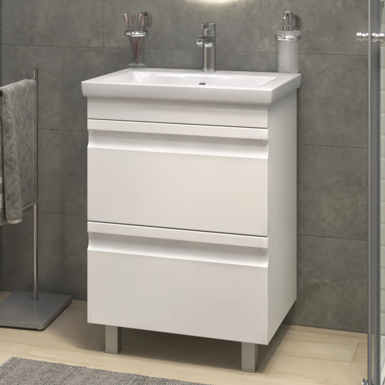 Товар: Тумба под раковину VIGO Holly 60 напольная белый (039) - фото 3 Тумба под раковину VIGO Holly 60 напольная белый (039) — фото 3, Тумбы под раковину