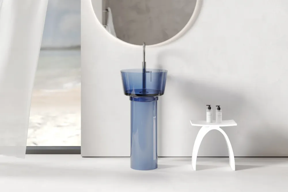 Товар: Раковина отдельностоящая прозрачная ABBER Kristall AT2702Saphir синяя - фото 3 Раковина отдельностоящая прозрачная ABBER Kristall AT2702Saphir синяя — фото 3, Раковины напольные