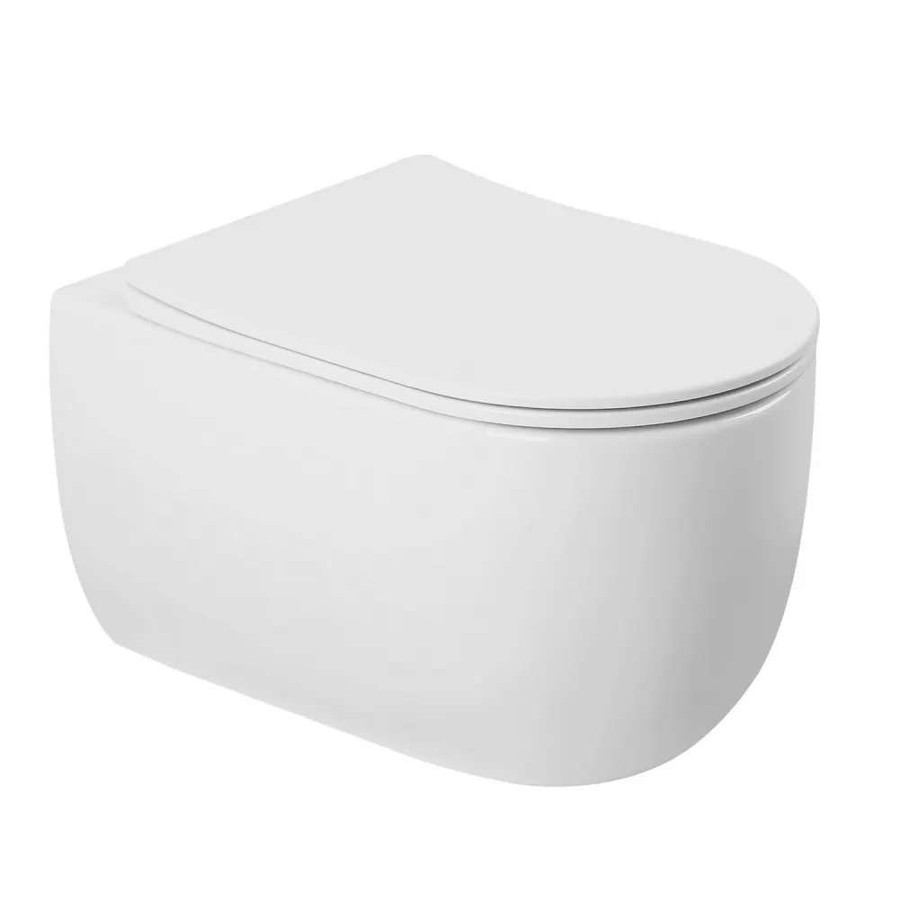 Унитаз ABBER Bequem AC1104TN подвесной белый, безободковый, смыв торнадо — фото 1, Подвесные унитазы