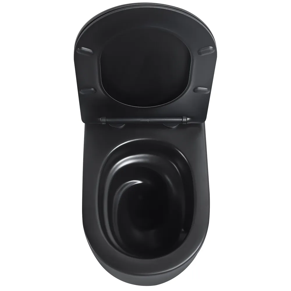 Унитаз ABBER Bequem AC1104TMB подвесной черный матовый, безободковый, смыв торнадо — фото 9, Подвесные унитазы