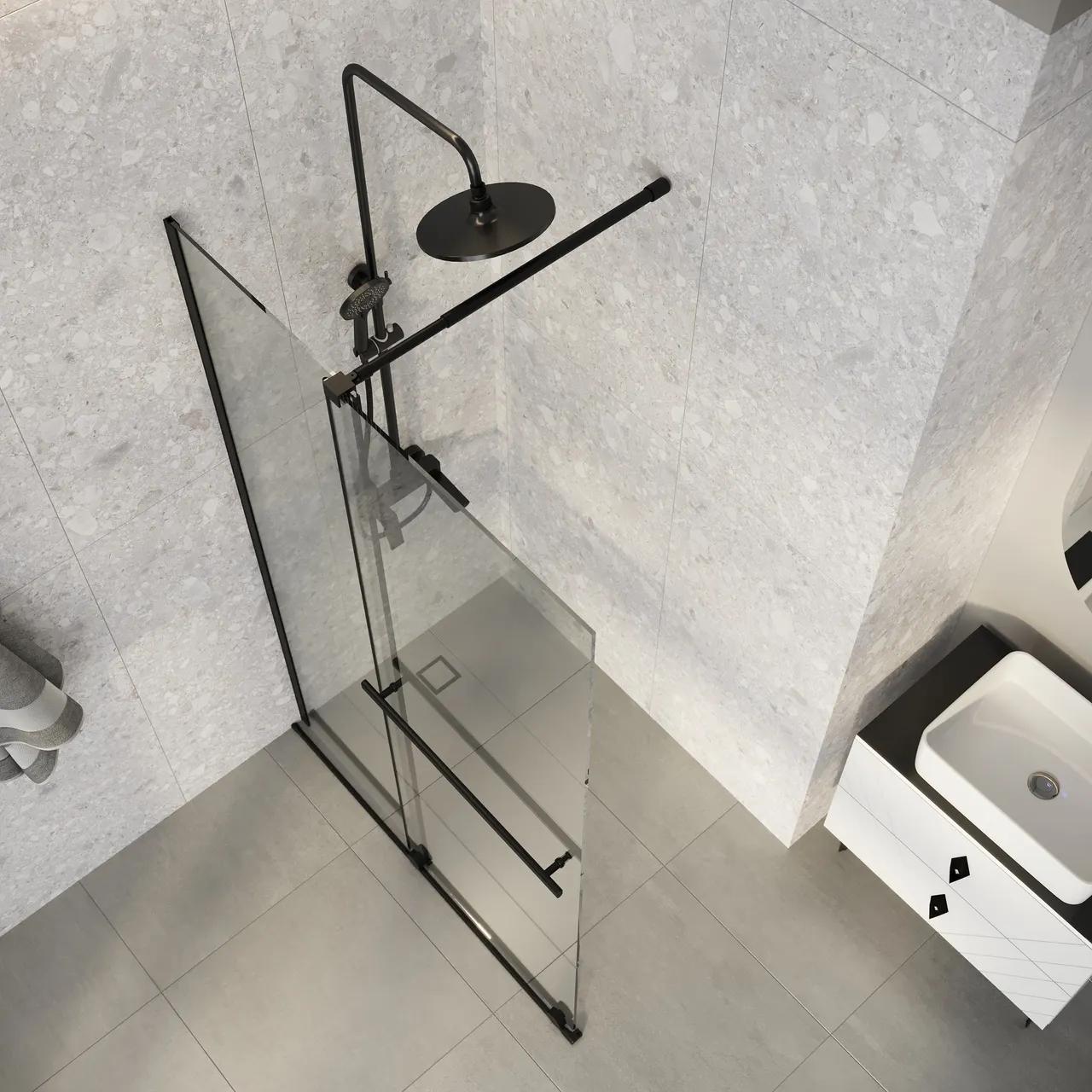 Товар: Душевая перегородка Niagara Nova NG-671-12BLACK (120х200) черный матовый,раздвижная,стекло прозрачное,1 место - фото 5 Душевая перегородка Niagara Nova NG-671-12BLACK (120х200) черный матовый,раздвижная,стекло прозрачное,1 место — фото 5, Душевые перегородки