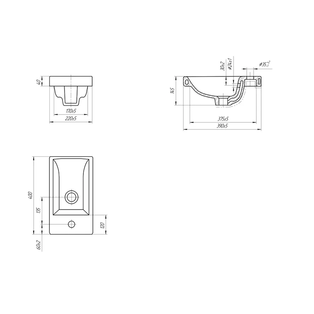 Раковина Cersanit Como UM-COM40/1, 40 см — фото 2, Раковины