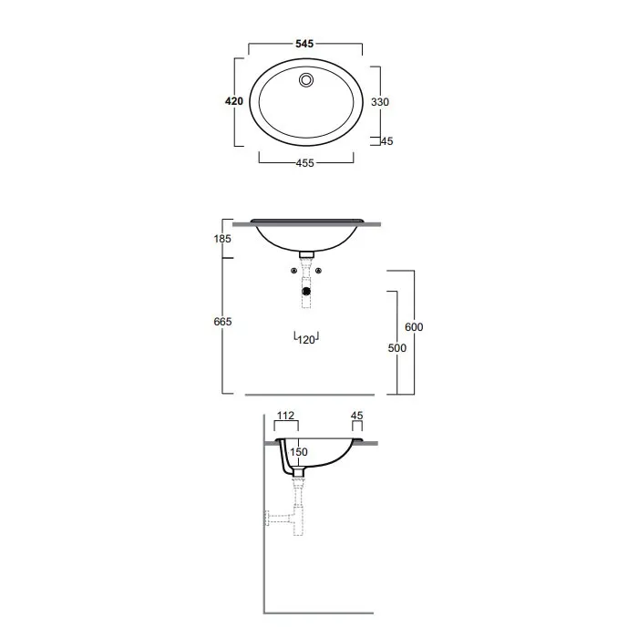 Раковина SIMAS LAVABI встраиваемая сверху без отверстий MARINE цвет белый S50P — фото 2, Раковины встраиваемые сверху