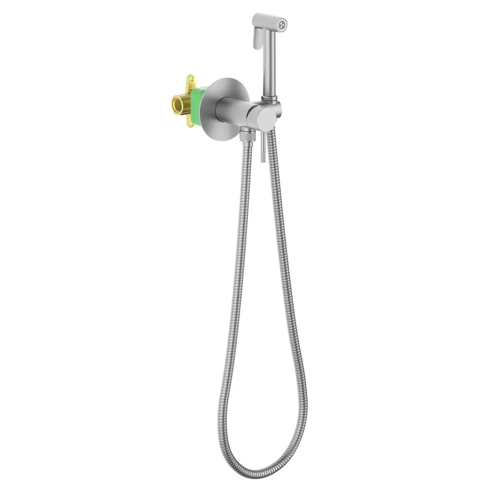 Смеситель встроенный с гигиеническим душем Timo Saona 2338/13SM никель — фото 1, Смеситель для душа