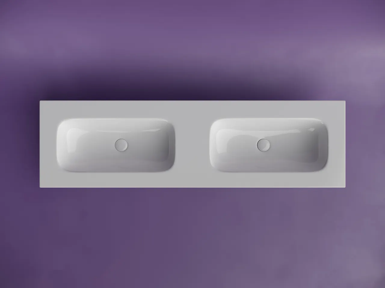 Раковина накладная мебельная CERAMICANOVA Grace прямоугольная 1610x457x137 с двумя чашами без отверстий под смеситель цвет белый CN7023wx — фото 3, Раковины накладные