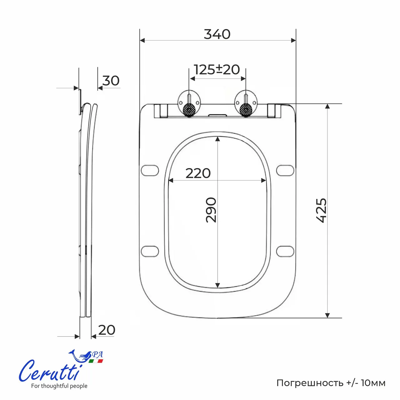 Сиденье VETTORE, VETTORE Aria, VETTORE F, ARNO, ARNO Aria дюропласт с микролифтом и креплениями Ceruttispa CT7582 — фото 2, Сиденья для унитаза