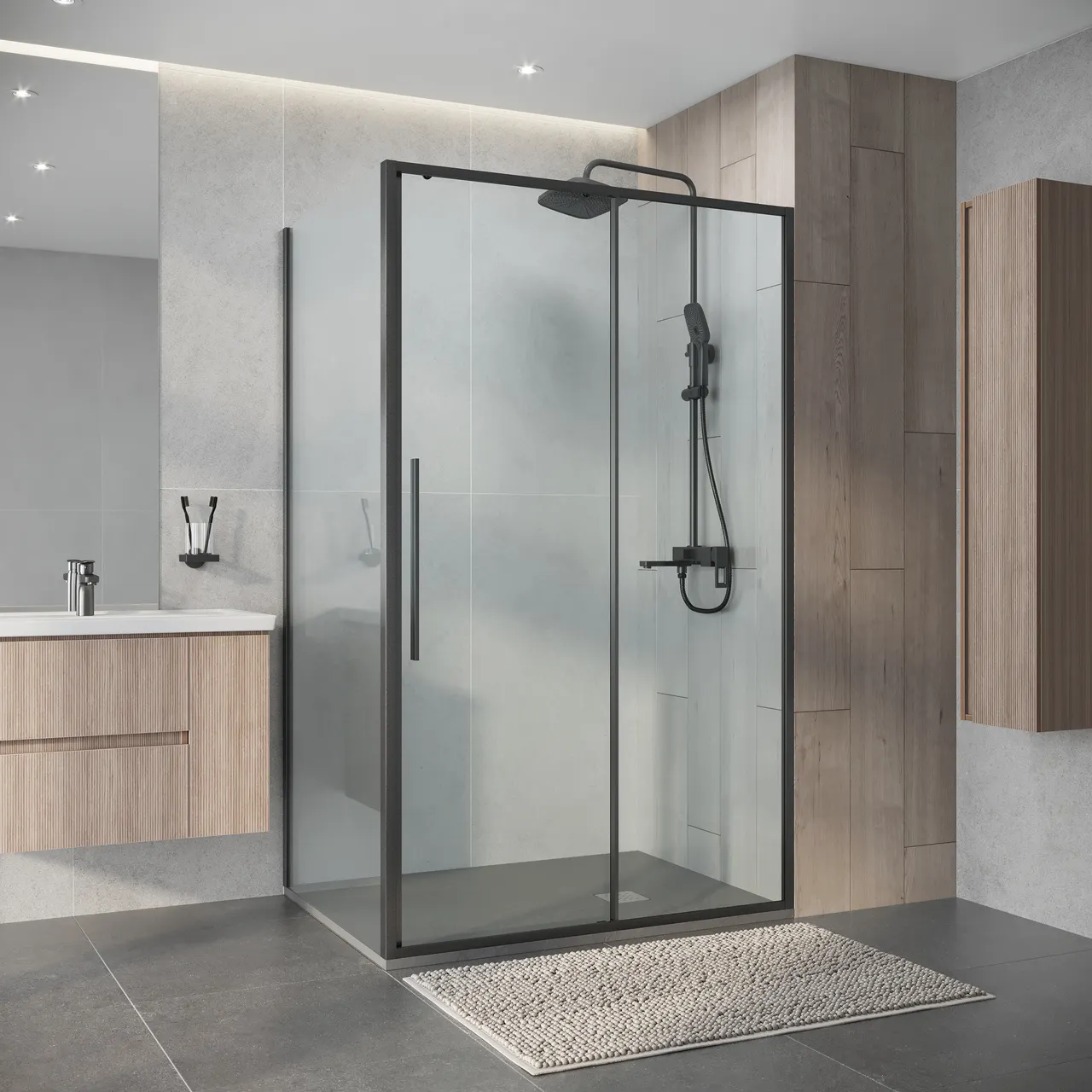 Товар: Душевое ограждение Niagara Nova NG-34-12AGR-A90GR-34 (120х90х195) прямоугольник,раздвижная,графит,стекло прозрачное,2 места - фото 3 Душевое ограждение Niagara Nova NG-34-12AGR-A90GR-34 (120х90х195) прямоугольник,раздвижная,графит,стекло прозрачное,2 места — фото 3, Душевые уголки