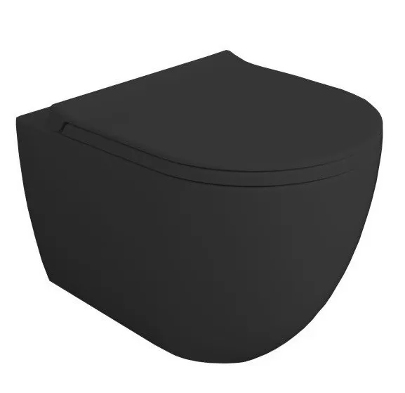 Комплект унитаз SIMAS VIGNONI подвесной безободковый с сиденьем с микролифтом цвет черный матовый VI18/F85.NM +VI004.NM VI18/F85.NM +VI004.NM — фото 1, Подвесные унитазы