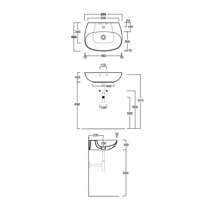 Раковина SIMAS VIGNONI подвесная или накладная с одним отверстием цвет белый VI10 — фото 2, Раковины накладные
