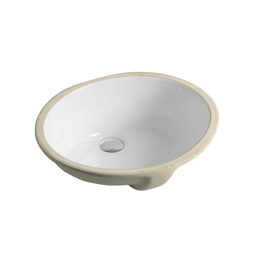 BOND S98-490 Раковина встраиваемая под столешницу 49,5х40,5х21см овальная белая с переливом — фото 2, Раковины встраиваемые сверху