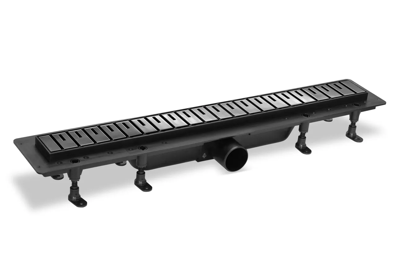 Комбинированный пластиковый душевой канал с металической решеткой 2, оружейный металл, L=850 мм SZA885M — фото 1, Трапы для душа