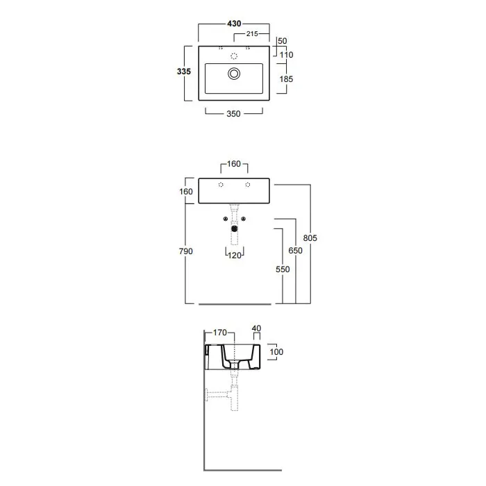 Раковина SIMAS FROZEN подвесная с одним отверстием в центре цвет белый FZ14.1 — фото 2, Раковины подвесные