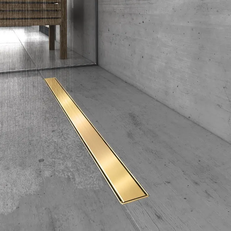 Желоб BERGES водосток В1 Keramik 500, золото глянец, S-сифон D50 H60 боковой 092116 — фото 1, Душевые лотки