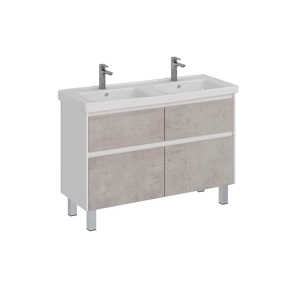 Товар: Тумба Lemark COMBI 125 см под 2 раковины, подвесная/напольная,4 ящика, цвет фасада: Бетон, цвет корп LM03C125T-Beton - фото 4 Тумба Lemark COMBI 125 см под 2 раковины, подвесная/напольная,4 ящика, цвет фасада: Бетон, цвет корп LM03C125T-Beton — фото 4, Тумбы под раковину