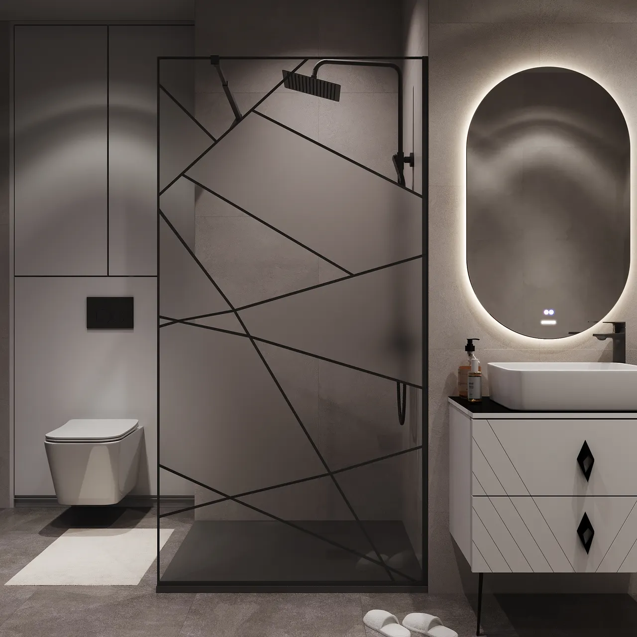 Товар: Душевая перегородка Niagara Nova NG-680-12BLACK (120х195) черный матовый,стекло прозрачное с рисунком,1 место - фото 3 Душевая перегородка Niagara Nova NG-680-12BLACK (120х195) черный матовый,стекло прозрачное с рисунком,1 место — фото 3, Душевые перегородки